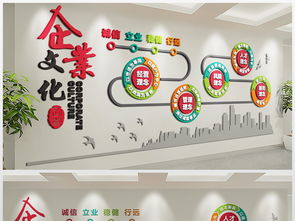 线条创意扁平化企业文化墙企业形象墙企业理念设计图片 高清下载 效果图5.08mb 前台大全